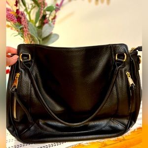 Glitzy Girlz black faux leather handbag